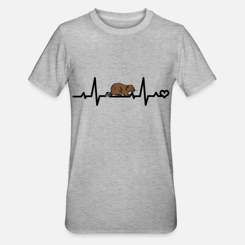 ECG de castor - T-shirt polycoton Unisexe - gris chiné