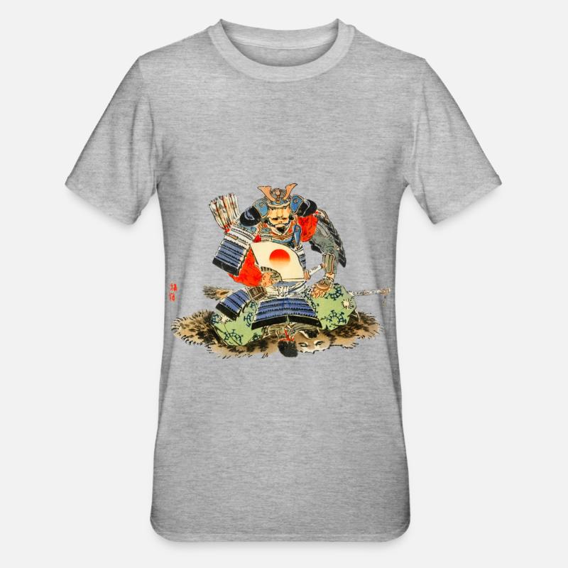 Samurai von Kōno Bairei - Unisex Polycotton T-Shirt - Grau meliert