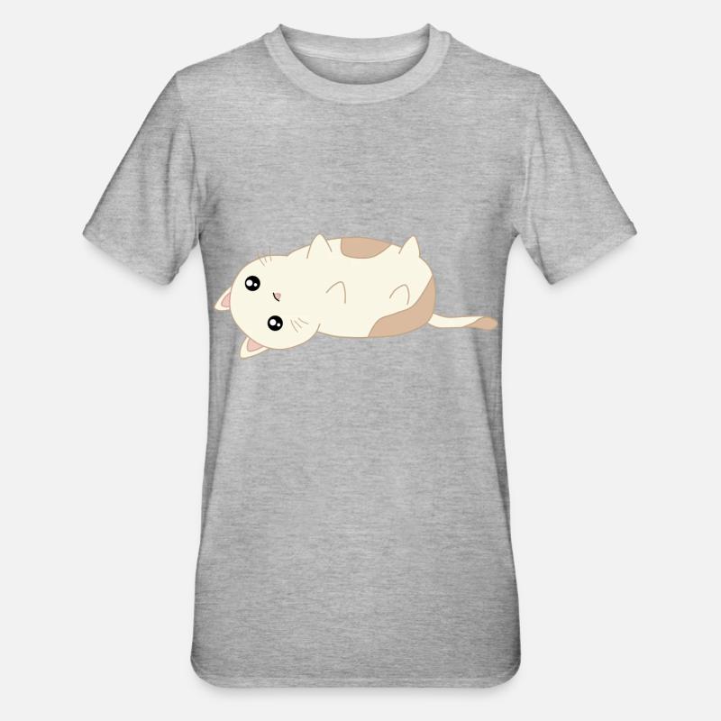 doux chat couché - T-shirt polycoton Unisexe - gris chiné
