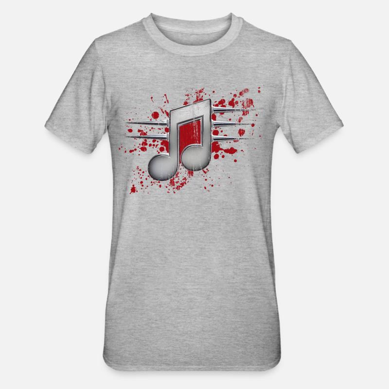 Musiknote mit Stacheln - Unisex Polycotton T-Shirt - Grau meliert