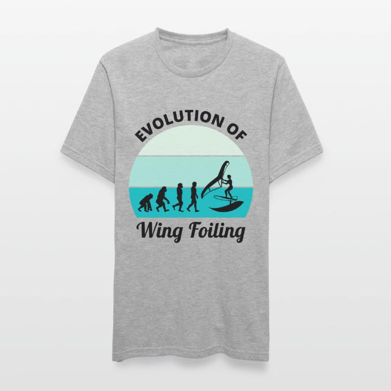 Wing Foiling Surfing Evolution Drôle T-shirt polycoton Unisexe