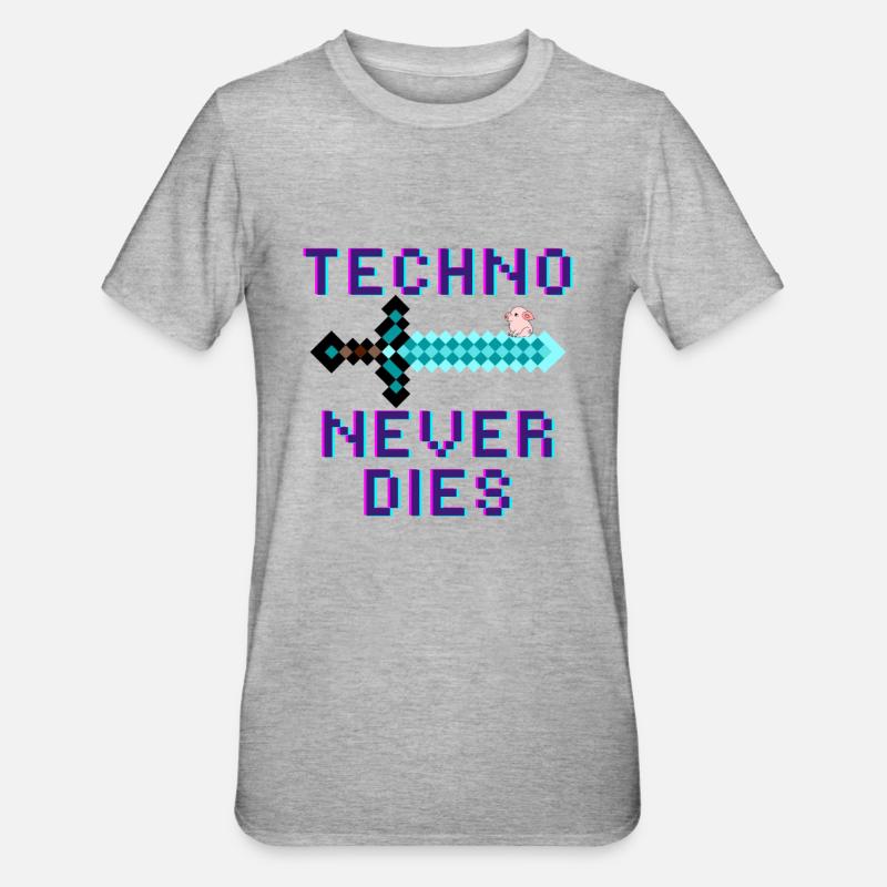 Techno Never Dies - Design - T-shirt polycoton Unisexe - gris chiné