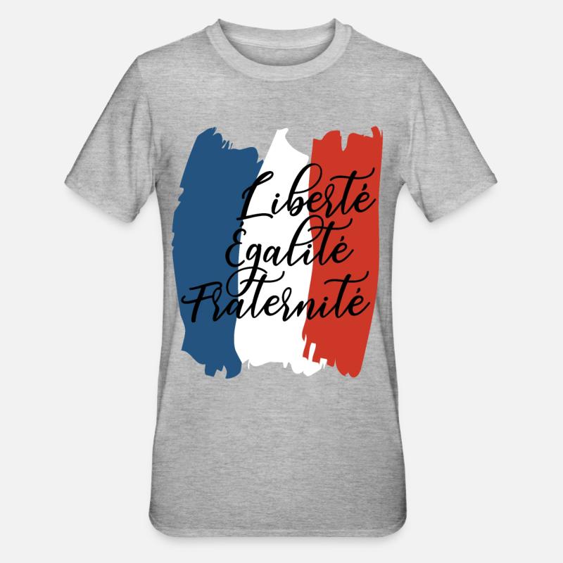 Liberté Égalité Fraternité - T-shirt polycoton Unisexe - gris chiné