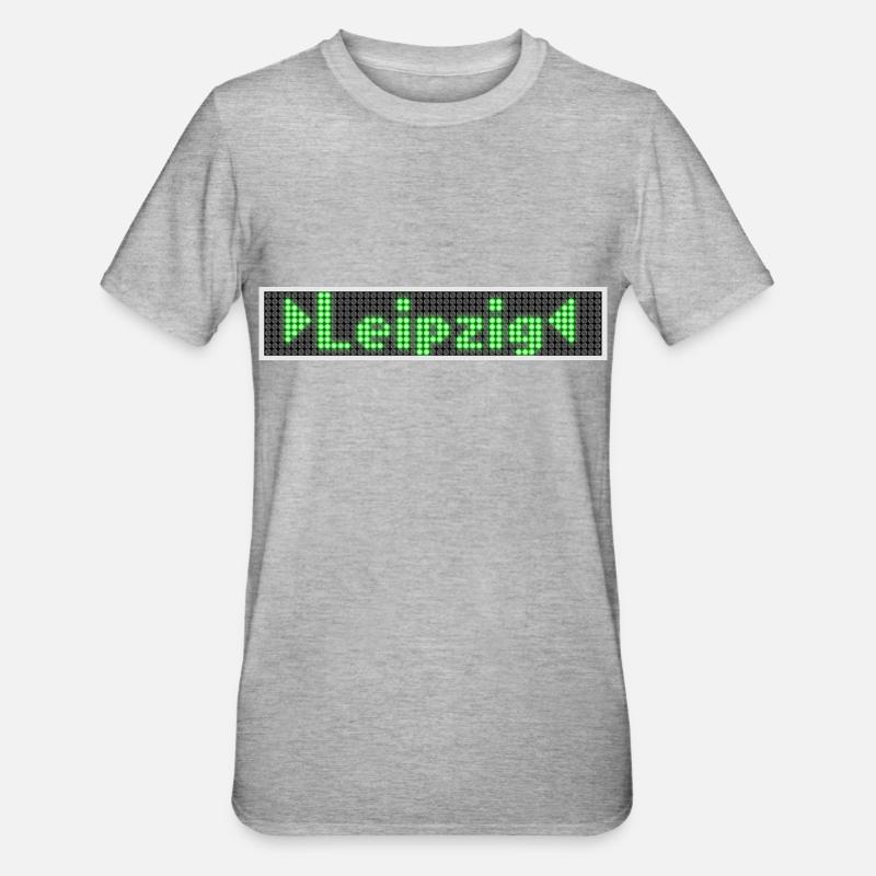 Leipzig LED Display Vert - T-shirt polycoton Unisexe - gris chiné