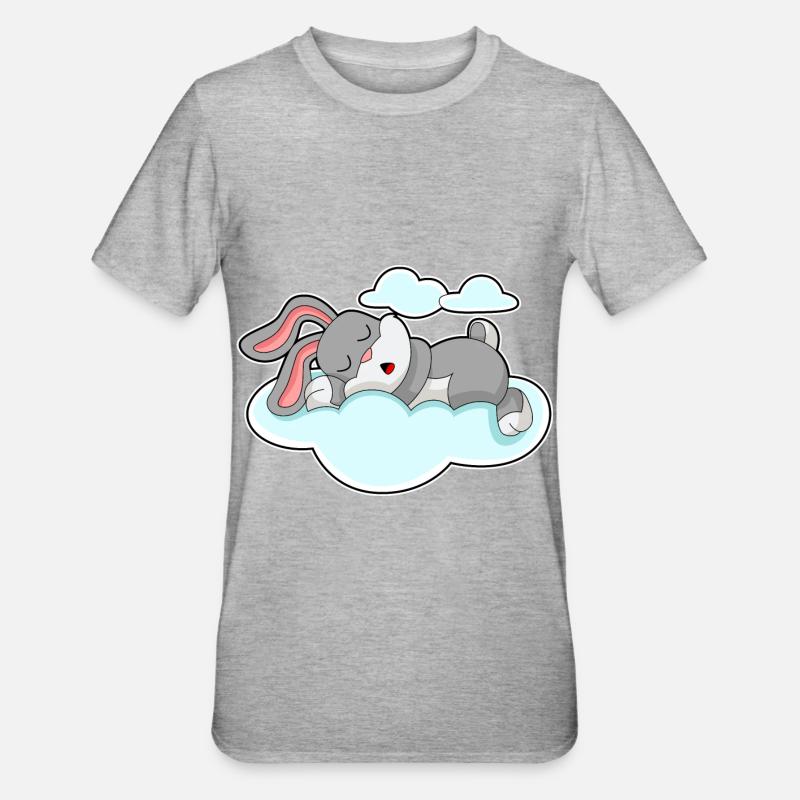 Nuages endormis de lapin - T-shirt polycoton Unisexe - gris chiné