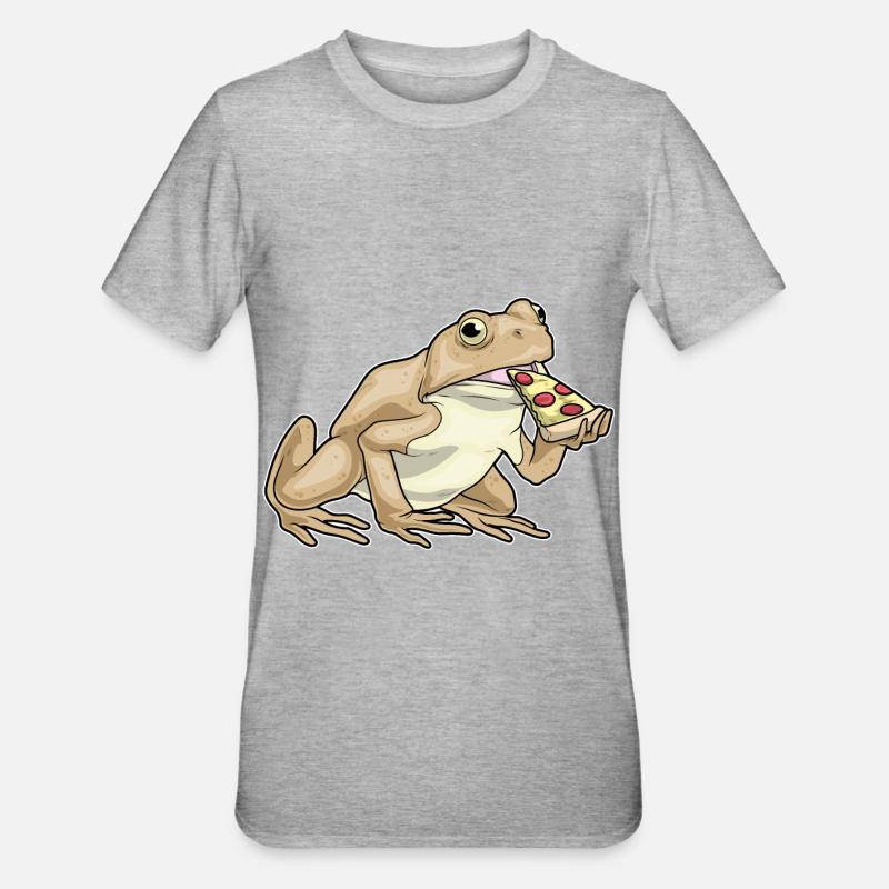 Frog Pizza - Unisex Polycotton T-Shirt - heather grey