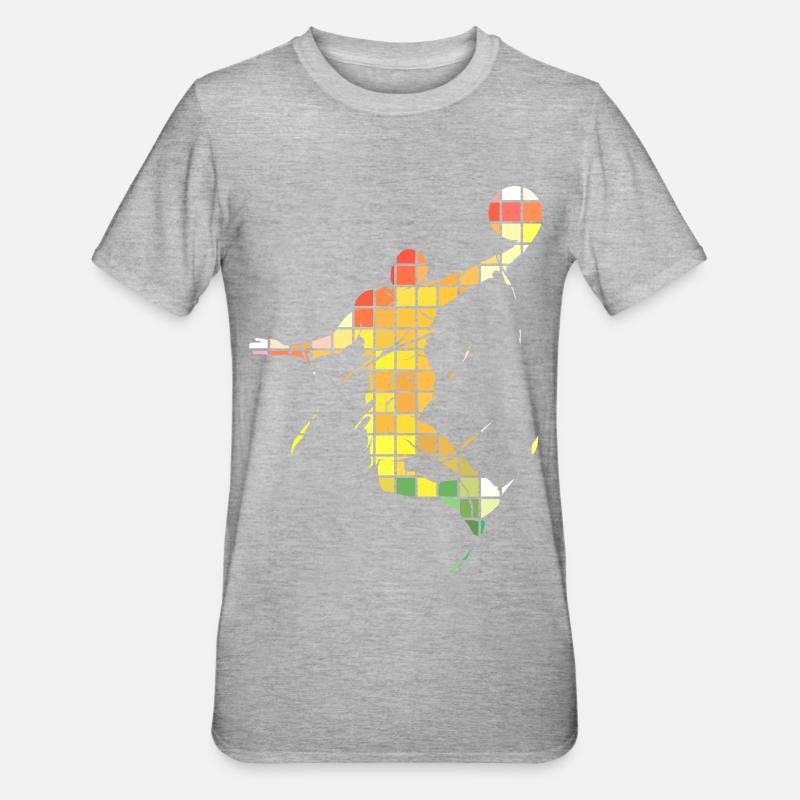 Basketteur Basketteur Dunking Pixel Coloré - T-shirt polycoton Unisexe - gris chiné
