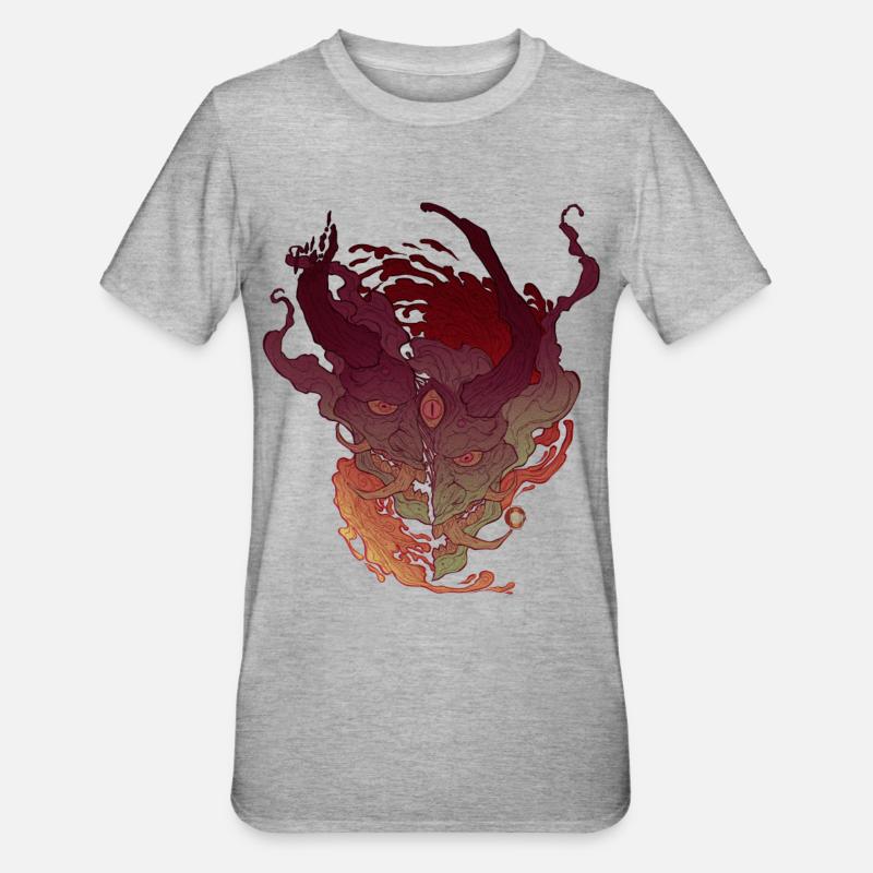Dreiäugiger Oni-Dämon - Unisex Polycotton T-Shirt - Grau meliert