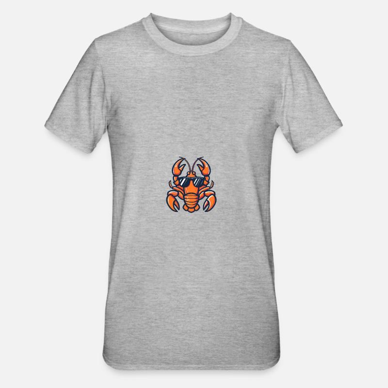 Lobster Crab Cool Comic - Unisex Polycotton T-Shirt - heather grey