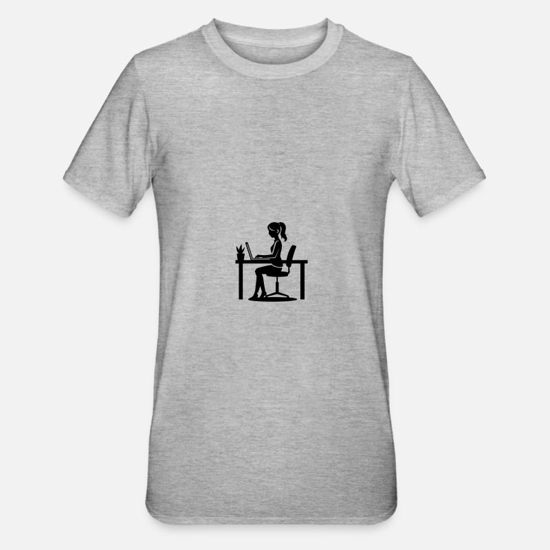 Frau Computer Job - Unisex Polycotton T-Shirt - Grau meliert