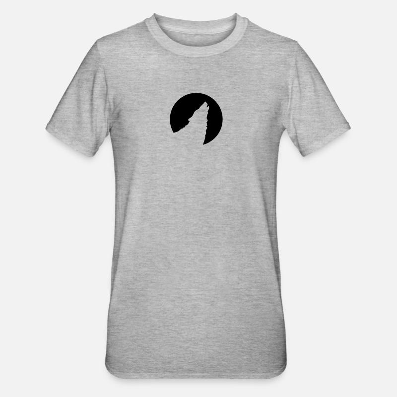heulender Wolf - Unisex Polycotton T-Shirt - Grau meliert