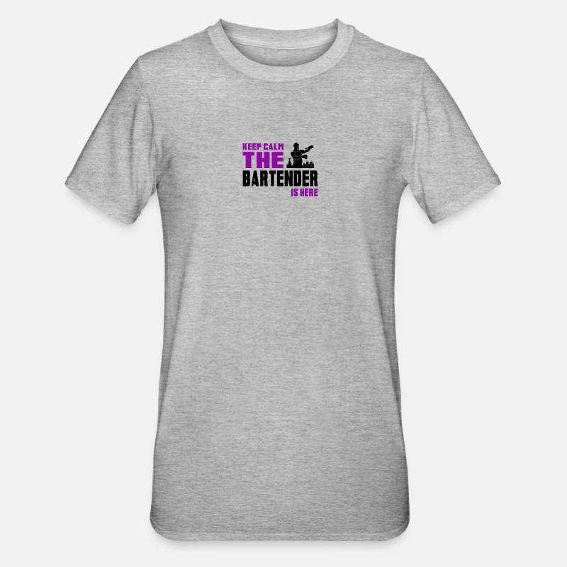 Keep Calm Barkeeper Design - Unisex Polycotton T-Shirt - Grau meliert