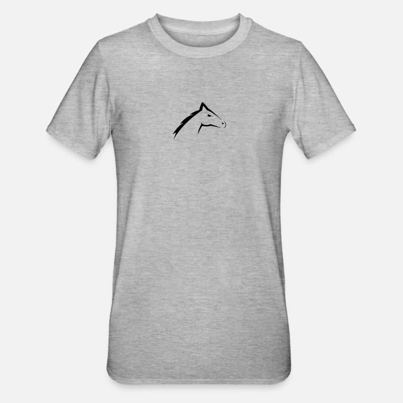 Tête de cheval | Conception de silhouette de tête de cheval - T-shirt polycoton Unisexe - gris chiné