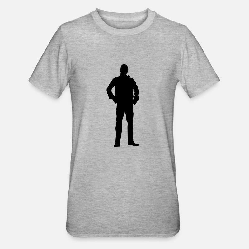 Mann Körper Silhouette Vektor-Design - Unisex Polycotton T-Shirt - Grau meliert