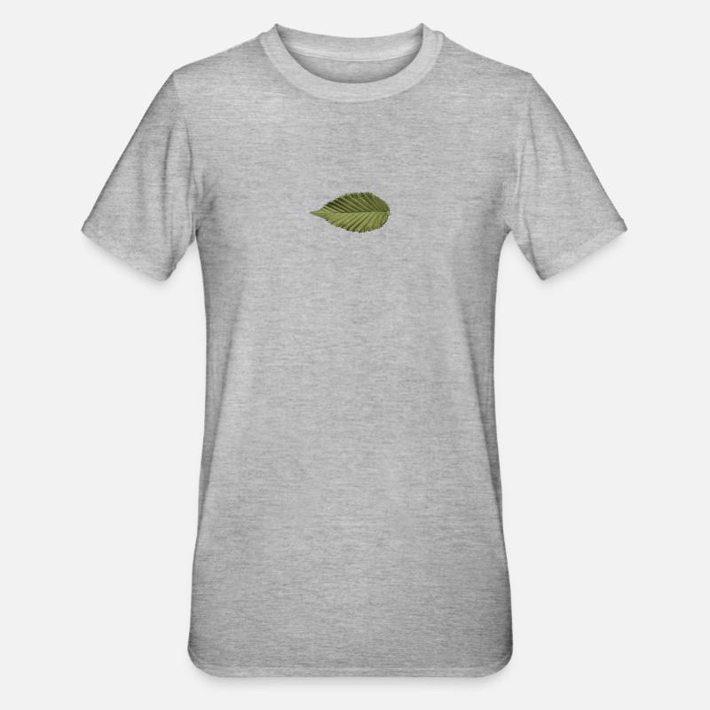 Structure foliaire : motif vert olive - T-shirt polycoton Unisexe - gris chiné