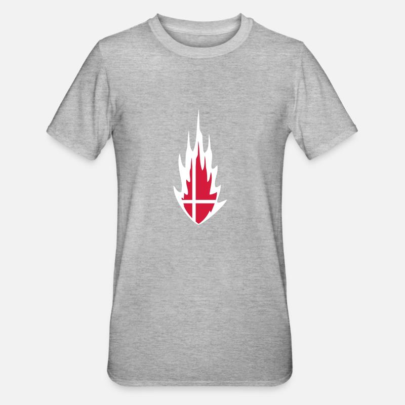 Denmark Danmark Fire Flame Design - T-shirt polycoton Unisexe - gris chiné