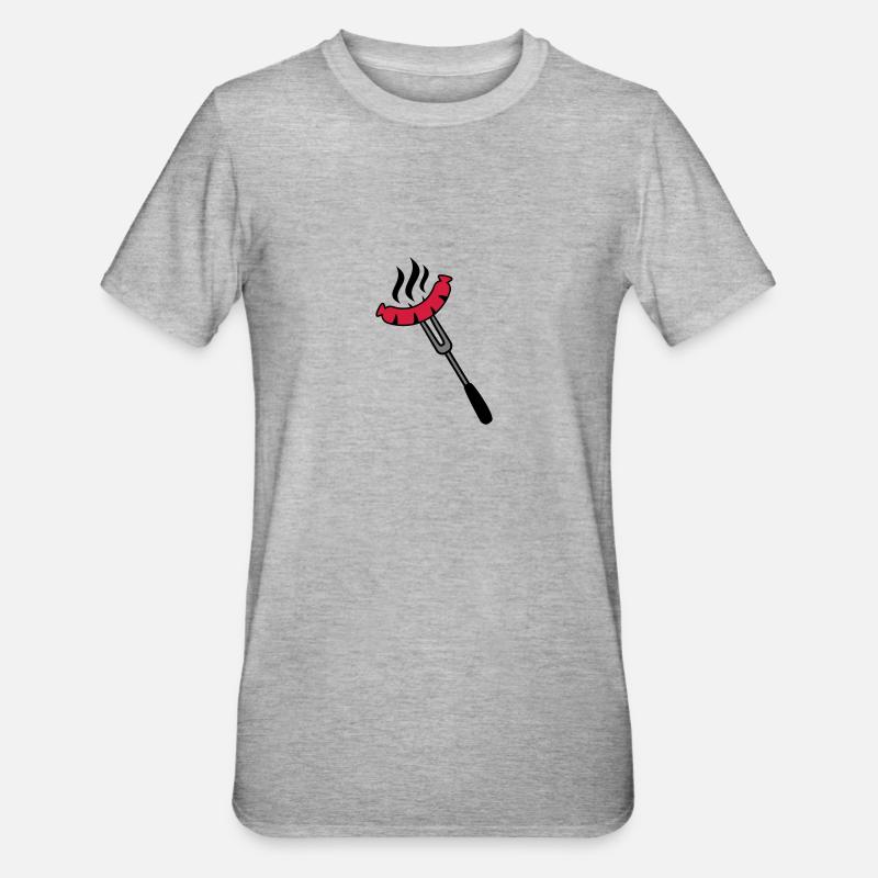 Grill Sausage Logo - T-shirt polycoton Unisexe - gris chiné