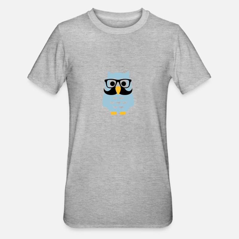 Eule - Unisex Polycotton T-Shirt - Grau meliert