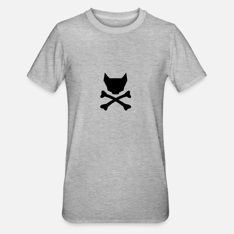 crâne de chat - T-shirt polycoton Unisexe - gris chiné