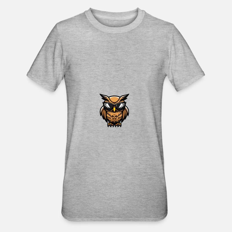 Eule Cool Comic - Unisex Polycotton T-Shirt - Grau meliert