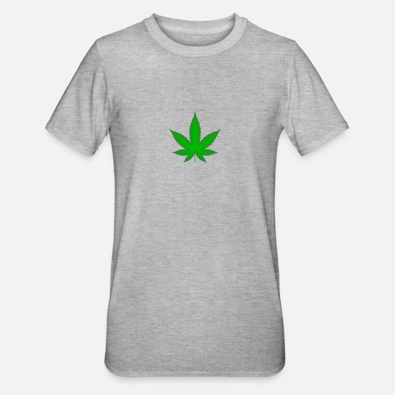 Feuille de marijuana - T-shirt polycoton Unisexe - gris chiné