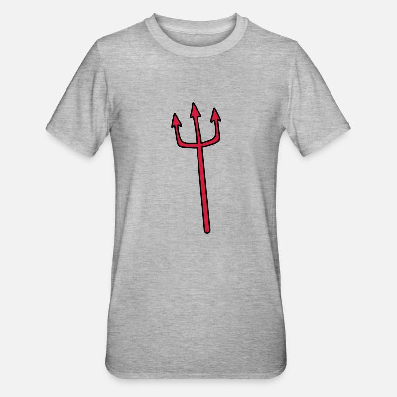 Devil Trident weapon lancing - Unisex Polycotton T-Shirt - heather grey