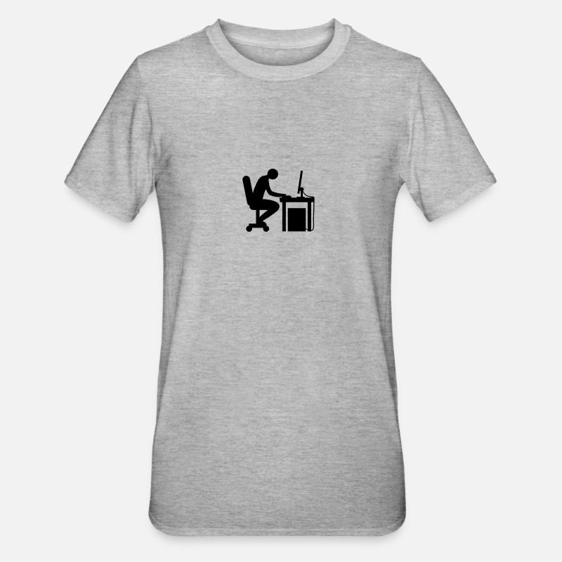Computer Schreibtisch Nerd - Unisex Polycotton T-Shirt - Grau meliert