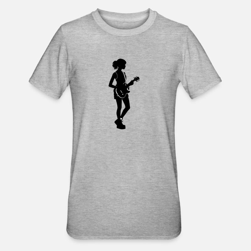 Fille Guitariste - Conception musicale - T-shirt polycoton Unisexe - gris chiné