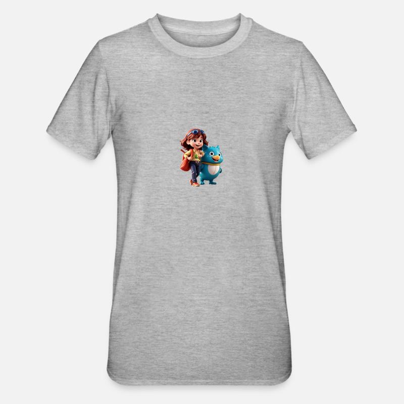 Fille avec compagnon amical - T-shirt polycoton Unisexe - gris chiné