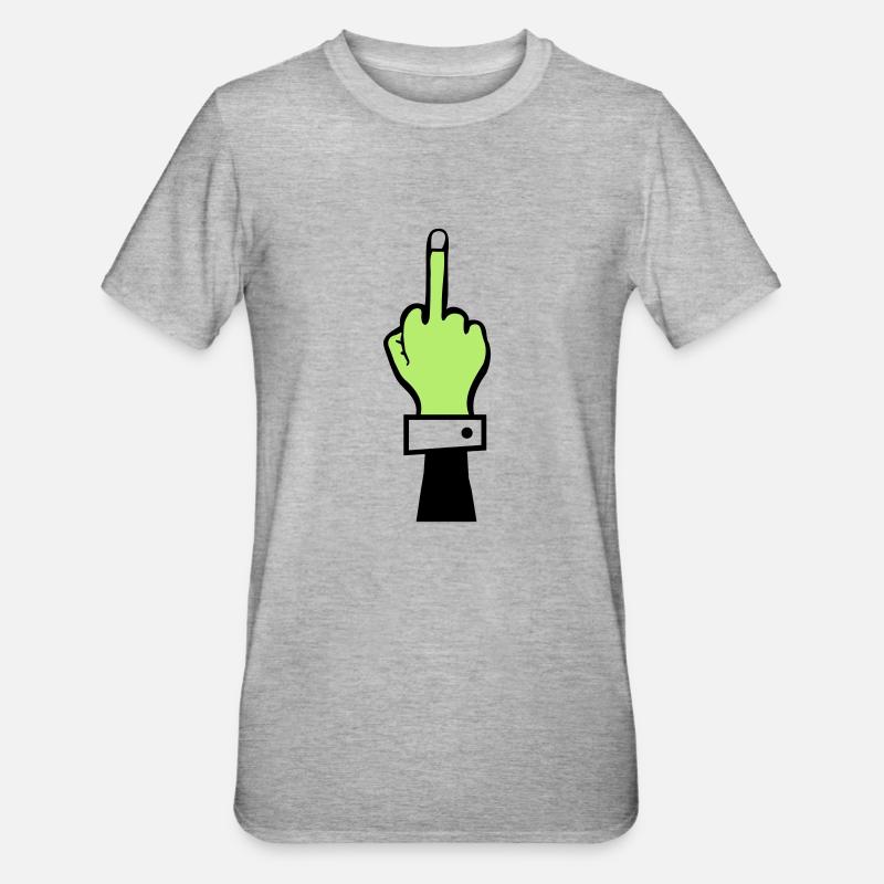 zombie hand mittelfinger - Unisex Polycotton T-Shirt - Grau meliert