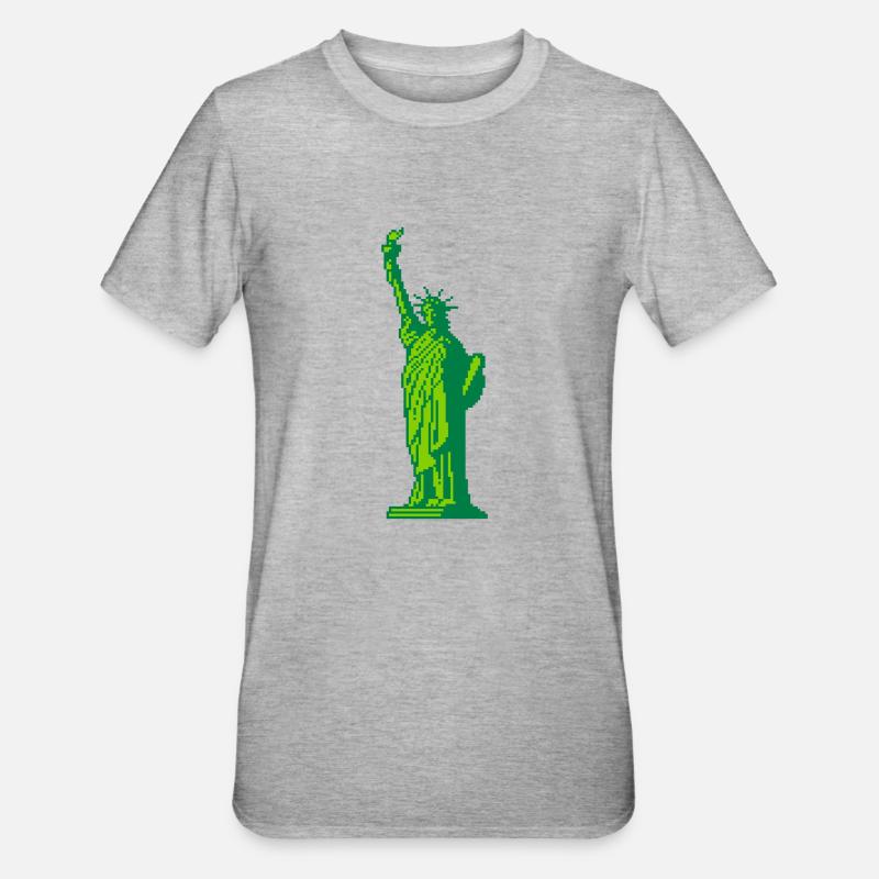 8bit Freiheitsstatue - Unisex Polycotton T-Shirt - Grau meliert