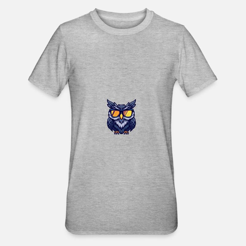 Eule Cool Comic - Unisex Polycotton T-Shirt - Grau meliert