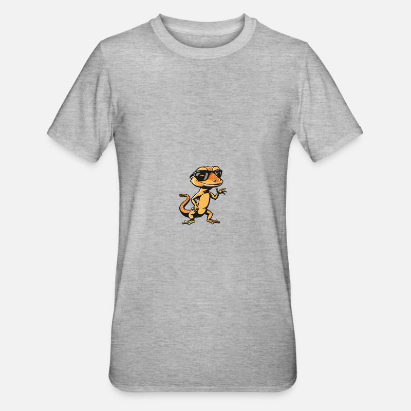 Echse Cool Comic - Unisex Polycotton T-Shirt - Grau meliert