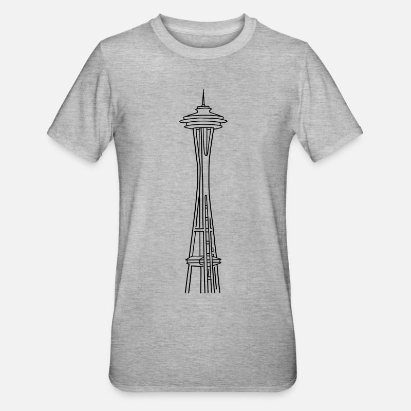 „Space Needle" à Seattle - T-shirt polycoton Unisexe - gris chiné