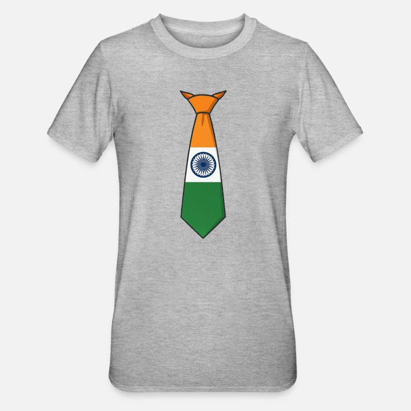 Cravate de l’Inde – Drapeau - T-shirt polycoton Unisexe - gris chiné