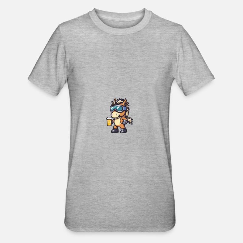 Pferd Apres Ski Bier Comic - Unisex Polycotton T-Shirt - Grau meliert