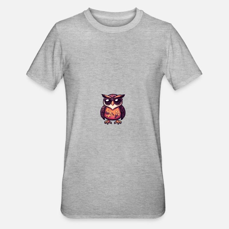 Eule Comic Cool Sommer - Unisex Polycotton T-Shirt - Grau meliert