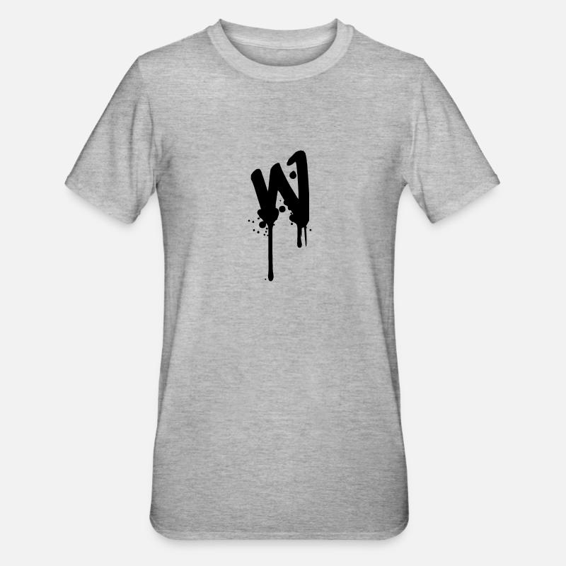 Graffiti W gouttes Farbklex spray - T-shirt polycoton Unisexe - gris chiné