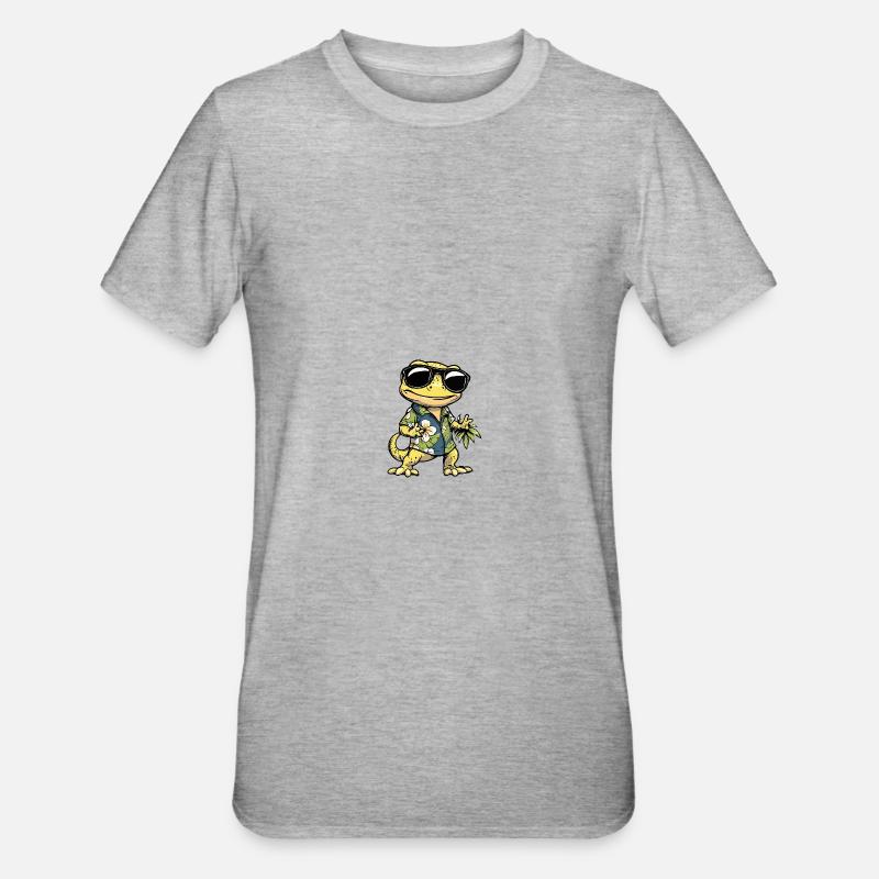 Lizard Comic Cool Summer - Unisex Polycotton T-Shirt - heather grey