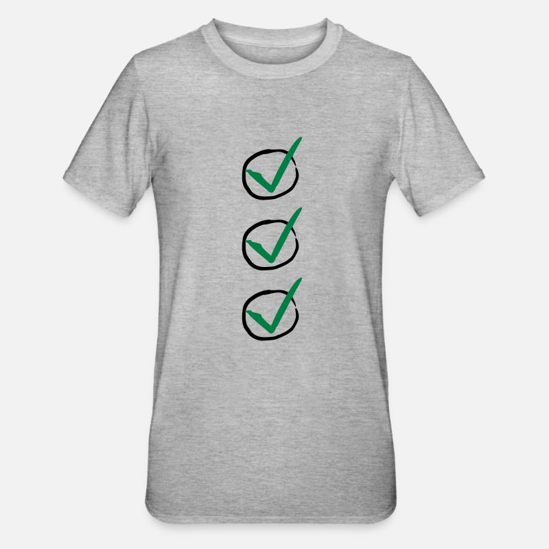 Three Checkmarks - T-shirt polycoton Unisexe - gris chiné