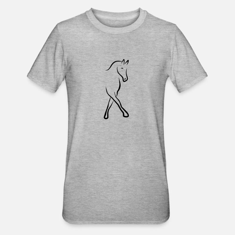 Pferd - Unisex Polycotton T-Shirt - Grau meliert