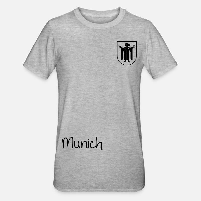 Monaco di Baviera - Monaco e stemma con Münchner Kindl - Maglietta unisex, mix cotone e poliestere - grigio melange