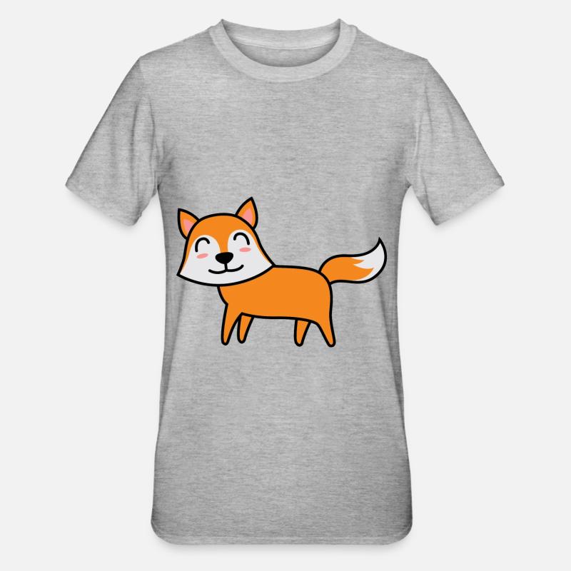 Fuchs Comic Tier - Unisex Polycotton T-Shirt - Grau meliert