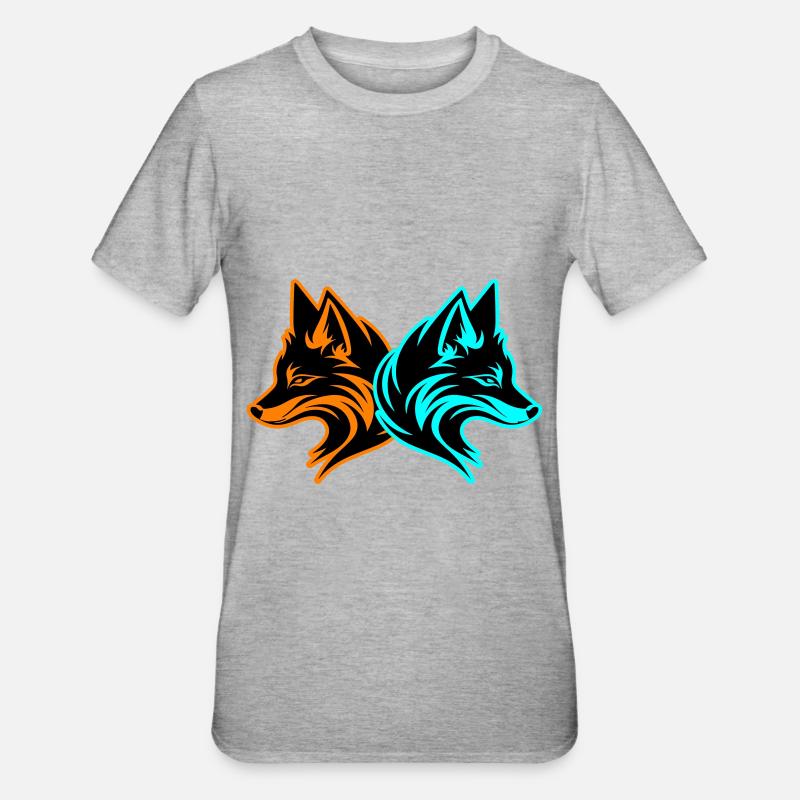 Fuchs Tier - Unisex Polycotton T-Shirt - Grau meliert