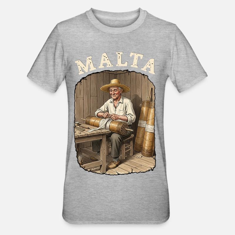 Malta Pyro Fireworks - Unisex Polycotton T-Shirt - Grau meliert