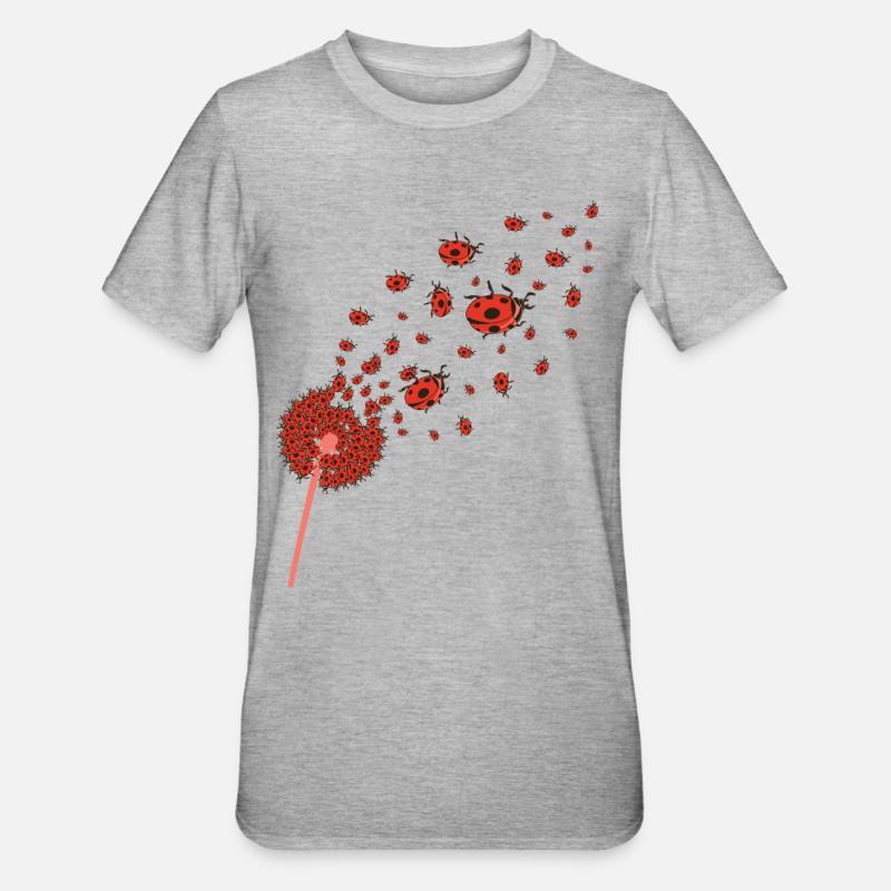 Ladybug Pusteflower Gift Idea Ladybug - Unisex Polycotton T-Shirt - heather grey