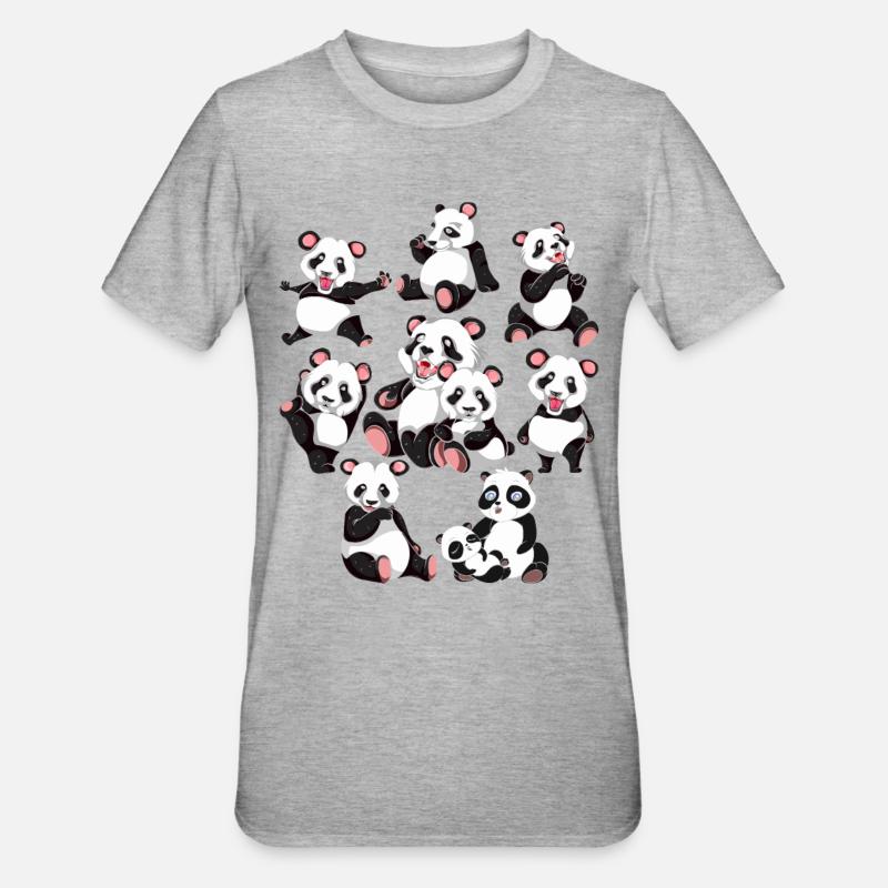 Panda - T-shirt polycoton Unisexe - gris chiné