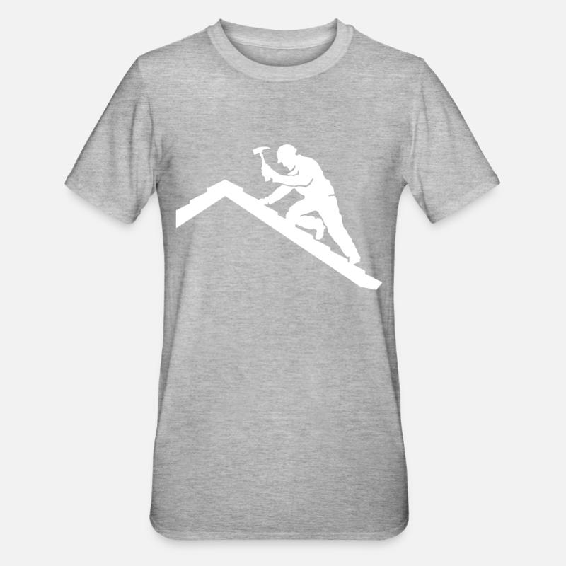 Dachdecker Motiv Dachdecken - Unisex Polycotton T-Shirt - Grau meliert