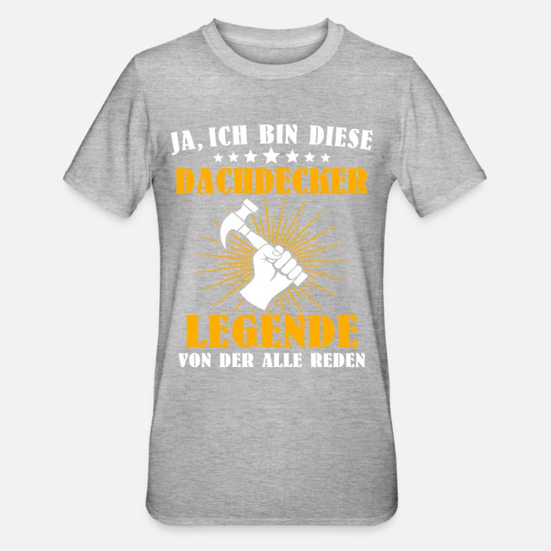 Dachdecker Beruf Dachdecken - Unisex Polycotton T-Shirt - Grau meliert