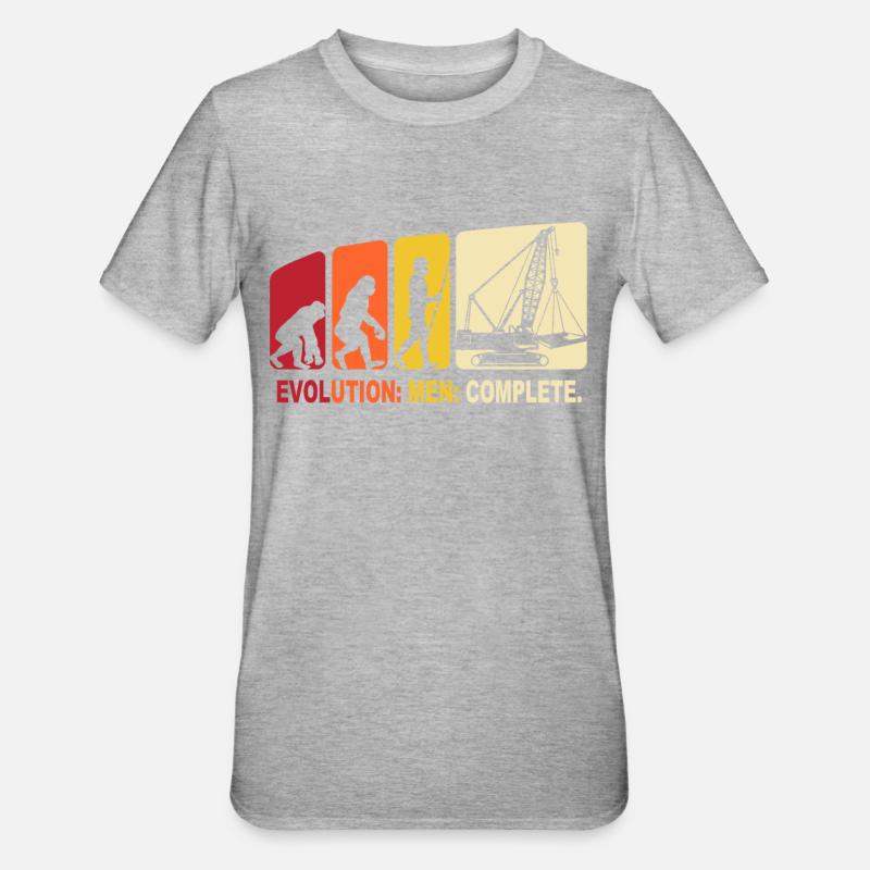 Kranführer Evolution Kranfahrer - Unisex Polycotton T-Shirt - Grau meliert